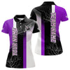 Maxcorners Personalized Black Purple Billiard Polo & 1/4 Zip For Men Custom 8 Ball Pool Billiard Team Jersey