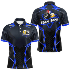 Maxcorners Billiard Jersey For Men Custom Polo & 1/4 Zip Billiard Team Shirt, 8 Ball & 9 Ball Pool Shirt|Blue TU0807