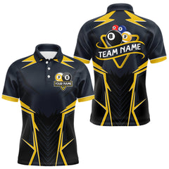 Maxcorners Billiard Jersey For Men Custom Polo & 1/4 Zip Billiard Team Shirt, 8 & 9 Ball Pool Shirt|Yellow TU0807