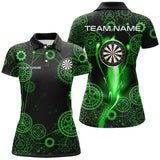 Maxcorners Green Darts Gearwheel Pattern Custom Dart Shirts For Women, Dart Jerseys Darts League Team Uniform