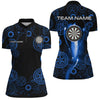 Maxcorners Blue Darts Gearwheel Pattern Custom Dart Shirts For Women, Dart Jerseys Darts League Team Uniform