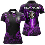 Maxcorners Purple Darts Gearwheel Pattern Custom Dart Shirts For Women, Dart Jerseys Darts League Team Uniform