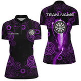 Maxcorners Purple Darts Gearwheel Pattern Custom Dart Shirts For Women, Dart Jerseys Darts League Team Uniform