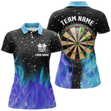 Maxcorners 3D Blue And Purple Fire Dartboard Women Darts Polo Shirts Custom Dart Shirts For Team Dart Jerseys