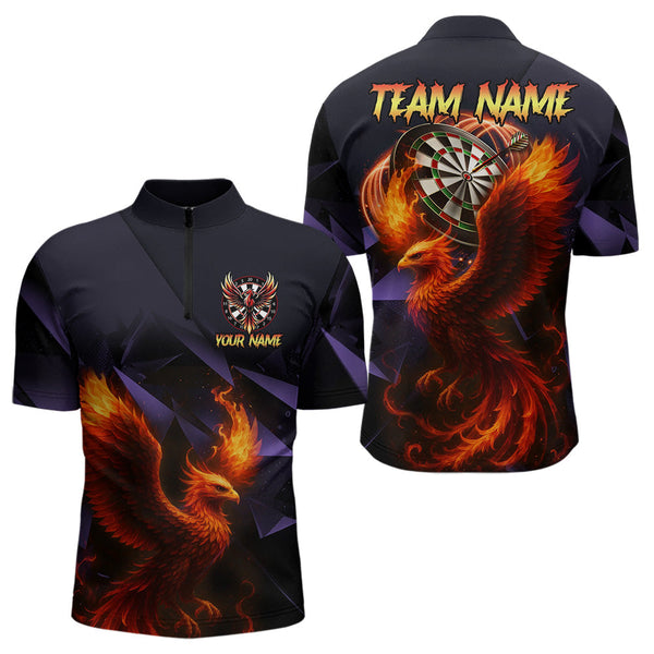 Maxcorners Personalized Phoenix Dartboard 3D Dart Shirts For Men Custom Darts Jerseys Polo & Quarter Zip LM1506