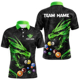 Maxcorners Personalized Green Black 3D Dragon Billiard Balls Pool Shirt For Men, Billiard League Team Jersey TU0807