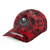 Maxcorners Billiard Red Camo Spider Personalized Name 3D Cap