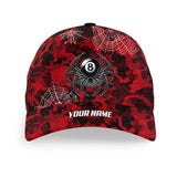 Maxcorners Billiard Red Camo Spider Personalized Name 3D Cap