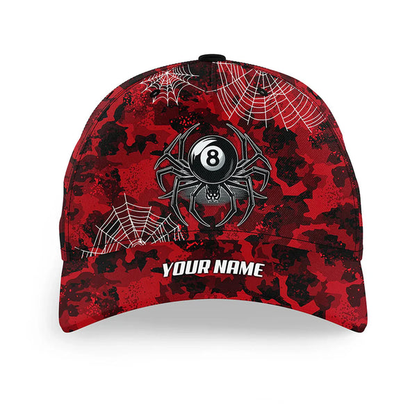 Maxcorners Billiard Red Camo Spider Personalized Name 3D Cap