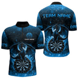 Maxcorners Darts Dragon Fire Flame 3D Printed Darts Shirts For Men Custom Team League Darts Jerseys |Blue MT0609