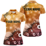 Maxcorners Custom Gold Billiard Balls 3D Pattern For Women Billiard Shirts Personalized 8 Ball Pool Polo Shirts