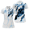 Maxcorners Personalized Skull White Blue Grunge Darts Polo & Quarter-Zip For Men Custom Dart Team Jerseys Lm0803