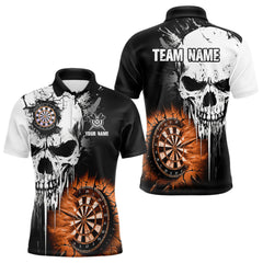 Maxcorners Personalized Grunge Skull Crack Wall Women Dart Shirts Custom Darts League Team Jerseys |Orange LM1008