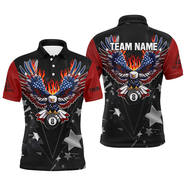 Maxcorners Eagle American Fire Flame Billiard Jersey Customized Name, Team Name 3D Shirt