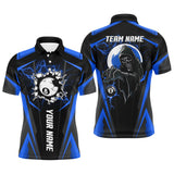 Maxcorners Blue Billiard Grim Reaper Shirts Men And Women Billiard Polo & 1/4 Zip Shirts Billiard Team Jerseys