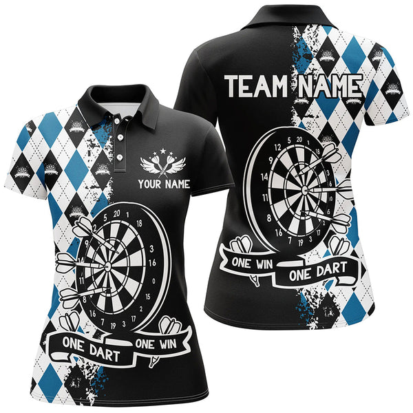 Maxcorners One Dart One Win Custom Argyle Darts Shirts For Women, Funny Darts Team Shirts Best Dart Jerseys