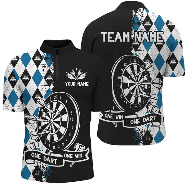 Maxcorners One Dart One Win Custom Argyle Darts Shirts For Men, Funny Darts Team Shirts Best Dart Jerseys