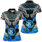 Maxcorners Personalized Twin Dragons Blue Flaming 8 Ball Pool Men Billiard Shirt Team League Billiard Jerseys