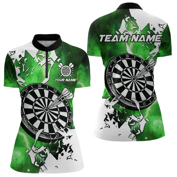 Maxcorners Lightning Grunge Dartboard Custom 3D Printed Darts Shirts For Men, Darts Team Jerseys |Green LM103