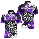 Maxcorners Lightning Grunge Dartboard Custom 3D Printed Darts Shirts For Men, Darts Team Jerseys |Purple LM103