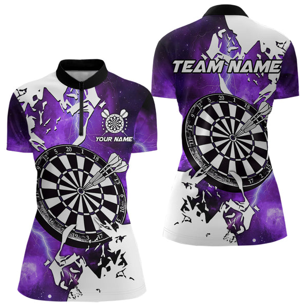 Maxcorners Lightning Grunge Dartboard Custom 3D Printed Darts Shirts For Men, Darts Team Jerseys |Purple LM103