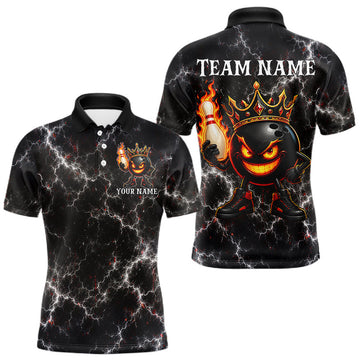 Maxcorners Personalized Crown Bowling Ball Lightning Bowling Shirt For Men Custom Bowling League Team Jersey LM1307