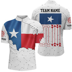 Maxcorners Personalized Patriotic Texas Flag Archery Men Polo & Quarter-Zip Shirts Archery Team Uniform Shirts