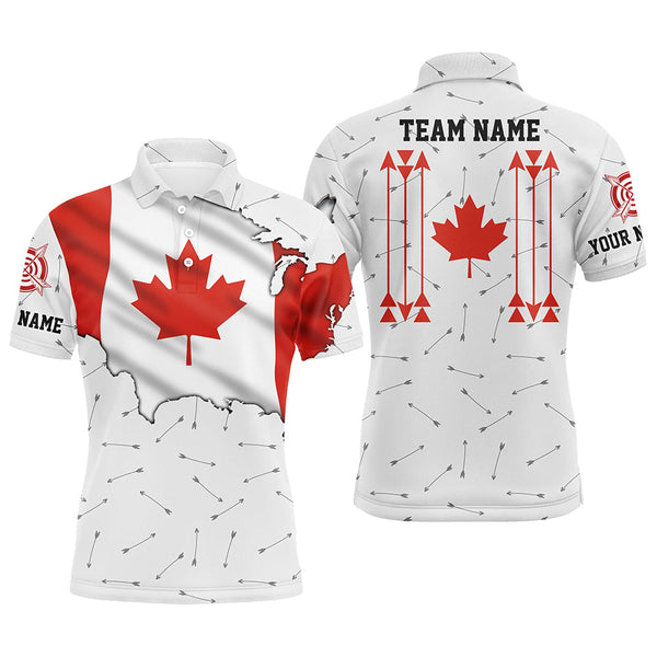 Maxcorners Personalized Patriotic Canada Flag Archery Men Polo & Quarter-Zip Shirt Archery Team Uniform Shirts