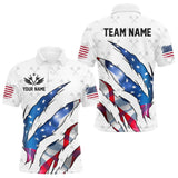 Maxcorners Personalized Glowing American Flag Patriotic Dart Shirt For Men, Darts Team Jerseys Polo & 1/4 Zip TU1108