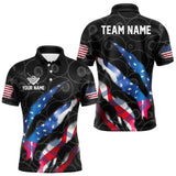 Maxcorners Custom Glowing American Flag 8 Ball Billiard Shirt For Men, Patriotic Billiard Team Jerseys |Black TU1108