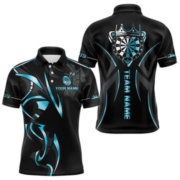 Maxcorners Black And Blue Dartboard Crown Dart Shirts For Men Custom Dart Jersey Team Polo & Quarter Zip LM1109
