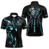 Maxcorners Black And Blue Dartboard Crown Dart Shirts For Men Custom Dart Jersey Team Polo & Quarter Zip LM1109