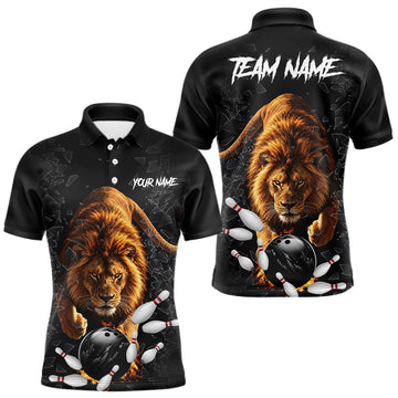 Maxcorners Custom Lion Glass Break Bowling Shirts For Men Custom Bowling Team Jersey Bowler Uniform Outfits LM0410
