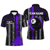 Maxcorners Purple Grunge Us Flag Patriotic Billiard Jersey Customized Name, Team Name 3D Shirt