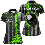 Maxcorners Green Grunge Us Flag Patriotic Billiard Jersey Customized Name, Team Name 3D Shirt