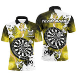 Maxcorners Darts Yellow Lightning Grunge Dartboard Customized Name, Team Anme 3D Polo Shirt