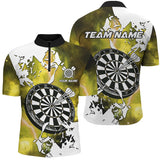 Maxcorners Darts Yellow Lightning Grunge Dartboard Customized Name, Team Anme 3D Polo Shirt