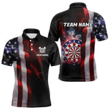 Maxcorners Personalized Lightning American Flag Dartboard Smoke Dart Shirts For Men Team Patriotic Dart Jersey