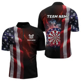 Maxcorners Personalized Lightning American Flag Dartboard Smoke Dart Shirts For Men Team Patriotic Dart Jersey