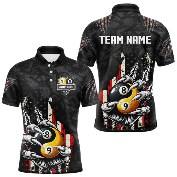 Maxcorners Funny Claw Tearing Us Flag Yin-Yang Billiard Shirt For Men Custom 8 & 9 Ball Billiard Team Jerseys TU1208