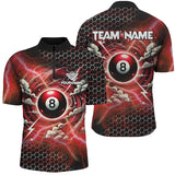 Maxcorners Funny Storm Cloud Thunder 8 Ball Pool Custom Billiard Shirts, 8 Ball Shirts Billiard Jersey | Red