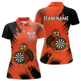 Maxcorners Custom Orange Funny Turkey Darts Shirt For Men, Thanksgiving Darts Team Jersey Polo & 1/4 Zip MT1309