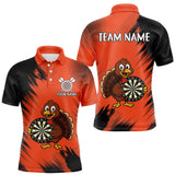 Maxcorners Custom Orange Funny Turkey Darts Shirt For Men, Thanksgiving Darts Team Jersey Polo & 1/4 Zip MT1309