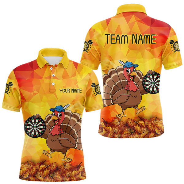 Maxcorners Funny Turkey Autumn Darts Shirt For Men Custom Thanksgiving Shirt For Dart Lover, Darts Jersey MT1309