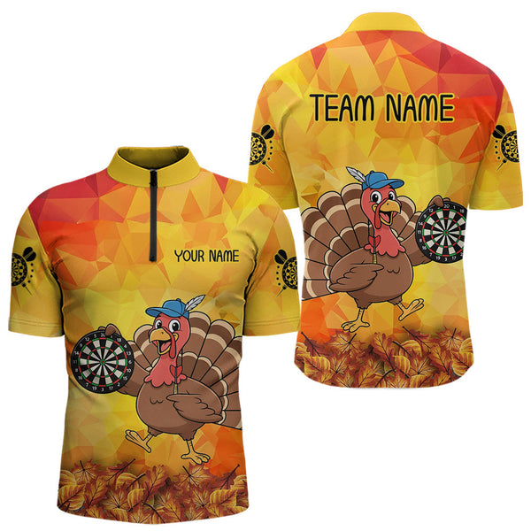 Maxcorners Funny Turkey Autumn Darts Shirt For Men Custom Thanksgiving Shirt For Dart Lover, Darts Jersey MT1309