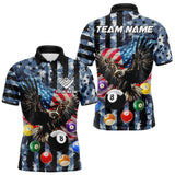 Maxcorners Blue Camo American Flag Eagle 8 Ball Billiard Shirt For Men Custom Patriotic Pool Team Jerseys MT1309