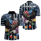 Maxcorners Blue Camo American Flag Eagle 8 Ball Billiard Shirt For Men Custom Patriotic Pool Team Jerseys MT1309