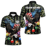 Maxcorners Green Camo American Flag Eagle 8 Ball Billiard Shirt For Men Custom Patriotic Pool Team Jerseys MT1309