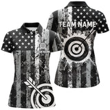 Maxcorners Custom Black Grunge Usa Flag Archery Shirts For Men, Patriotic American Archery Team Jerseys