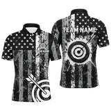 Maxcorners Custom Black Grunge Usa Flag Archery Shirts For Men, Patriotic American Archery Team Jerseys